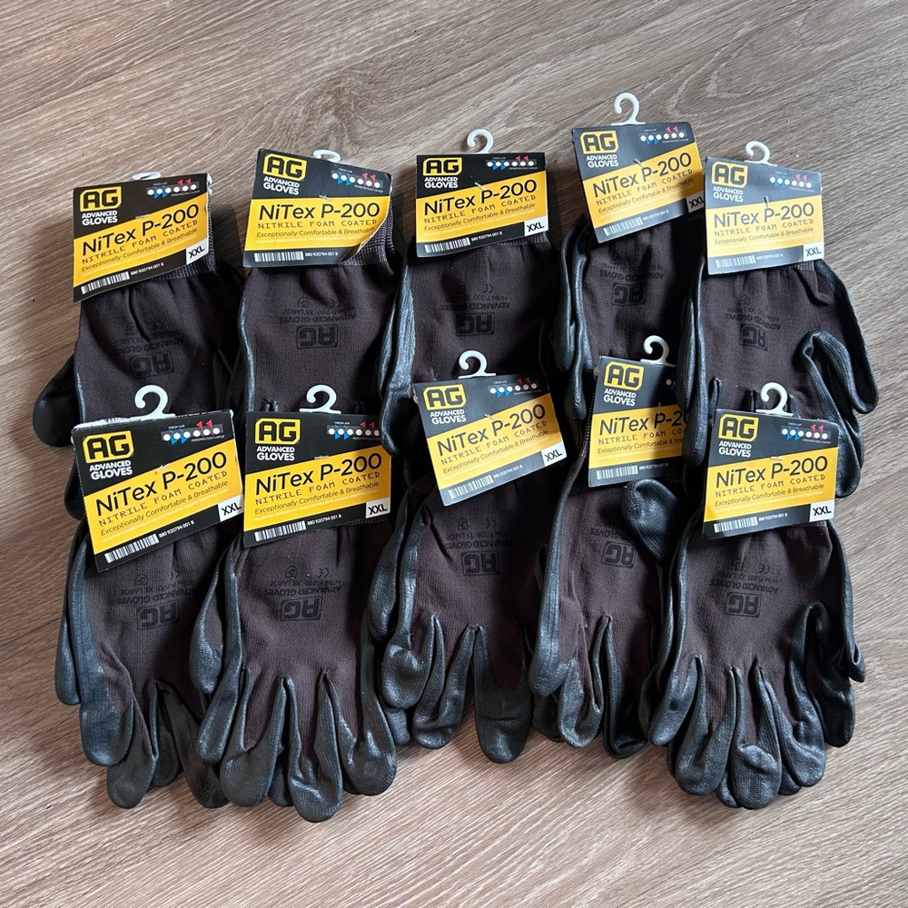 10-Pack NiTex P-200 Work Gloves - Breathable Nitrile Foam - Size XXL